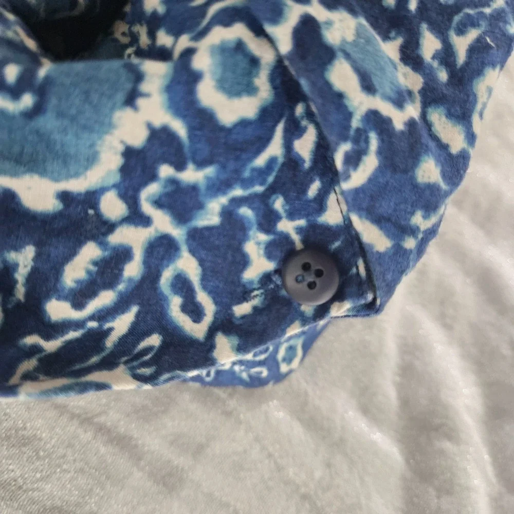 90s 00s Ralph Lauren Girls Blue White Floral Linen Blend Wrap Ruffle Skirt 7